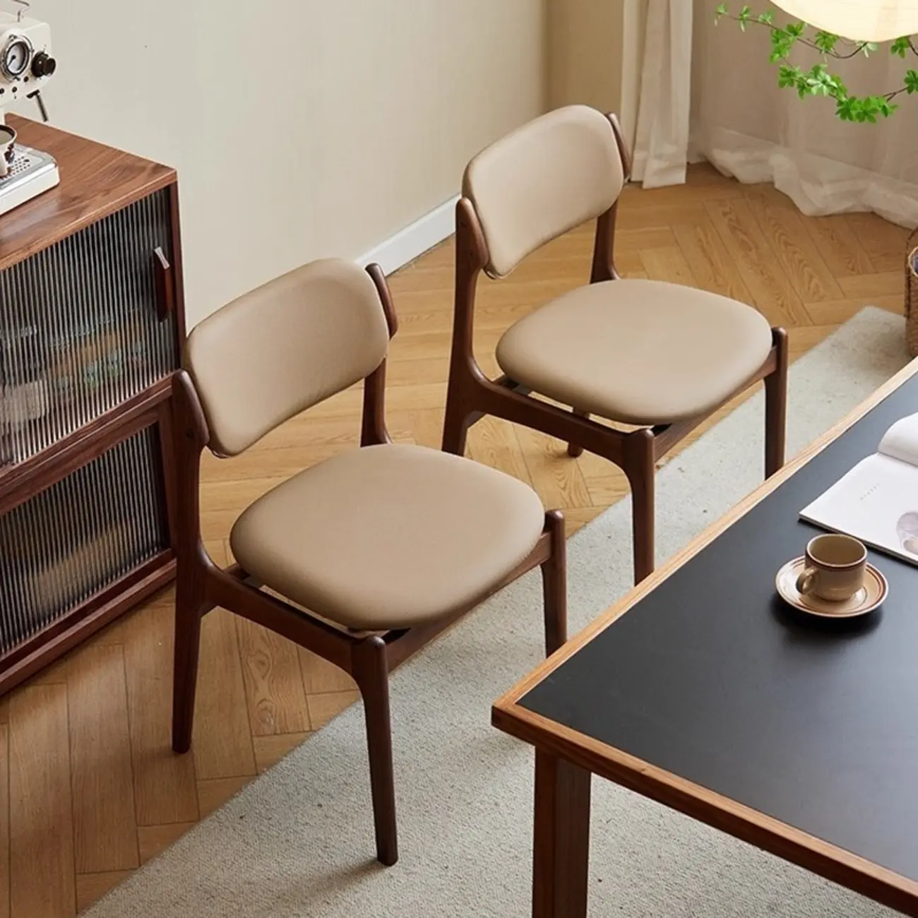 Modern Armless Faux Leather Dining Side Chair Image - 4 | homeyfad