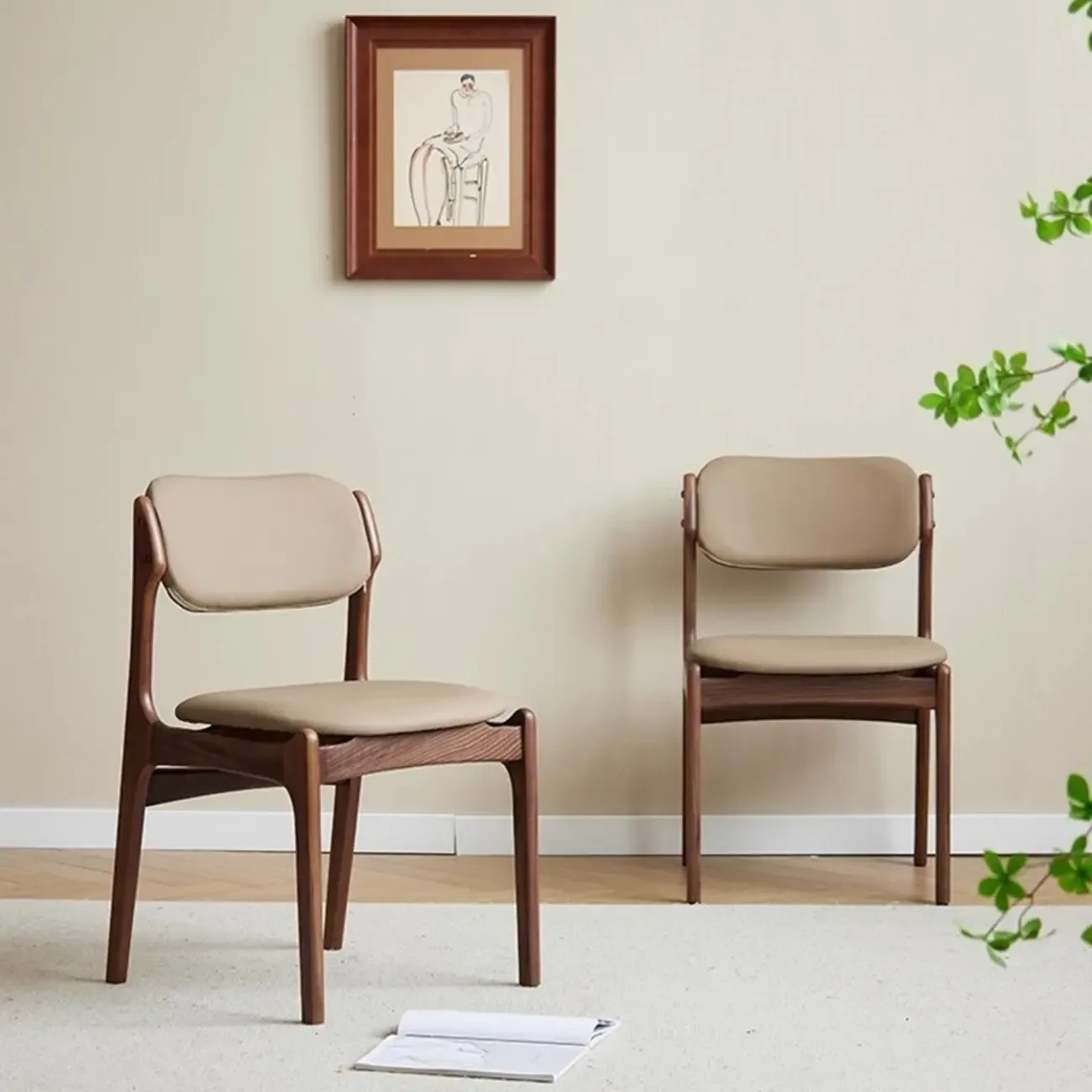 Modern Armless Faux Leather Dining Side Chair Image - 6