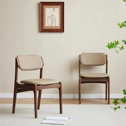 Modern Armless Faux Leather Dining Side Chair Image - 6