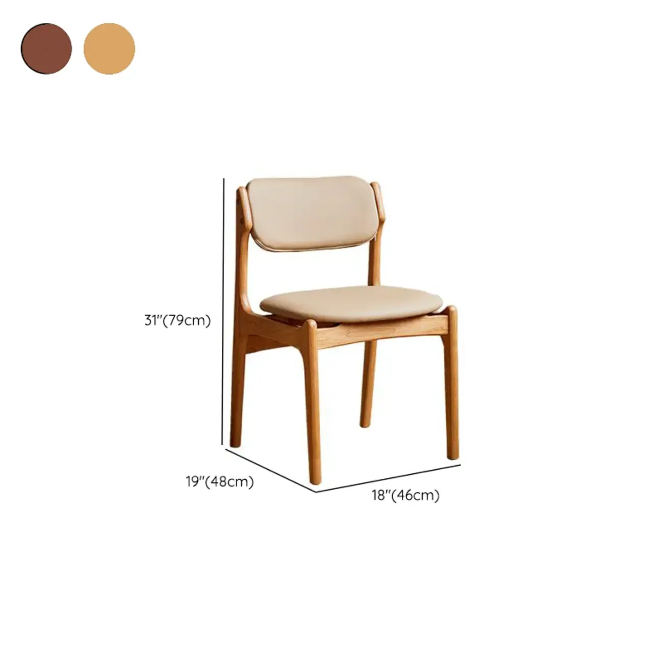 Modern Armless Faux Leather Dining Side Chair #size