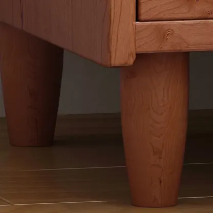 Traditional Open Storage Wooden Nightstand with Legs Image - 4