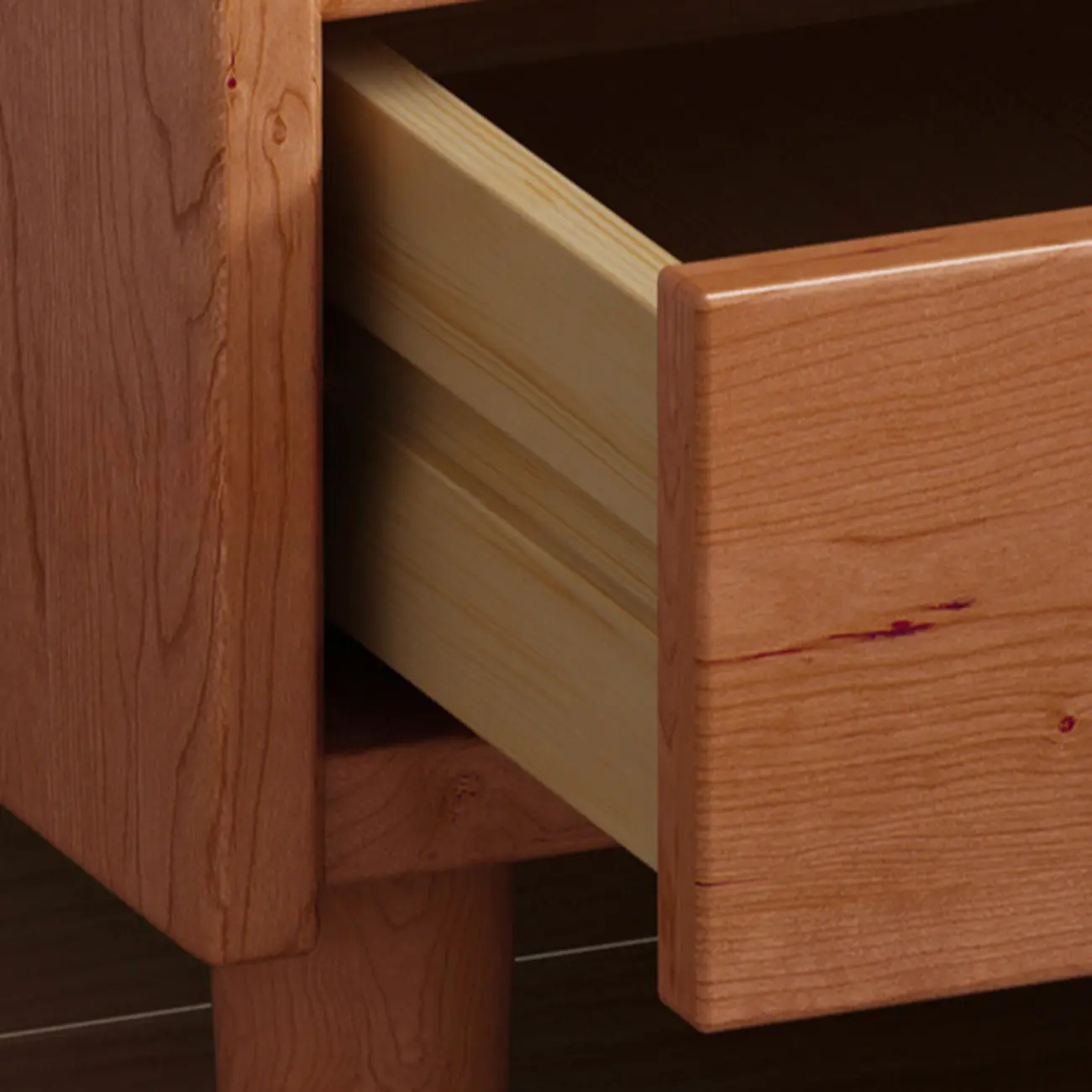 Traditional Open Storage Wooden Nightstand with Legs Image - 9 | homeyfad