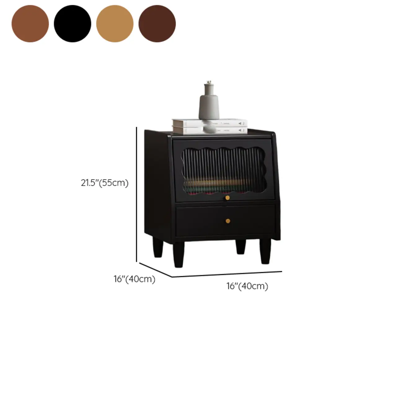 Traditional Open Storage Wooden Nightstand with Legs #size | homeyfad