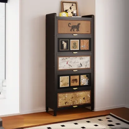 Elegant Black Wood Bookcase Close Back Storage Cabinet Image - 3