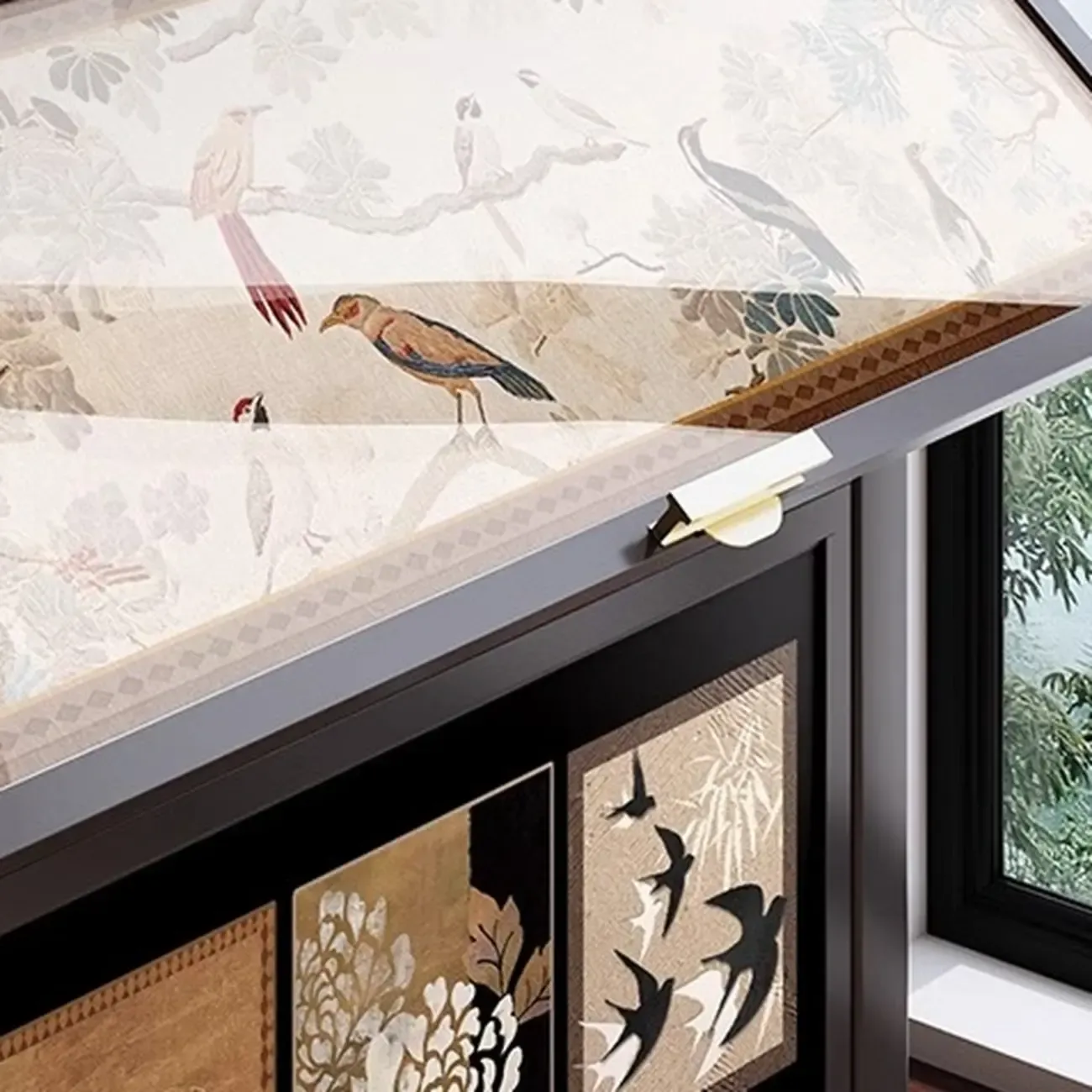 Elegant Black Wood Bookcase Close Back Storage Cabinet Image - 6