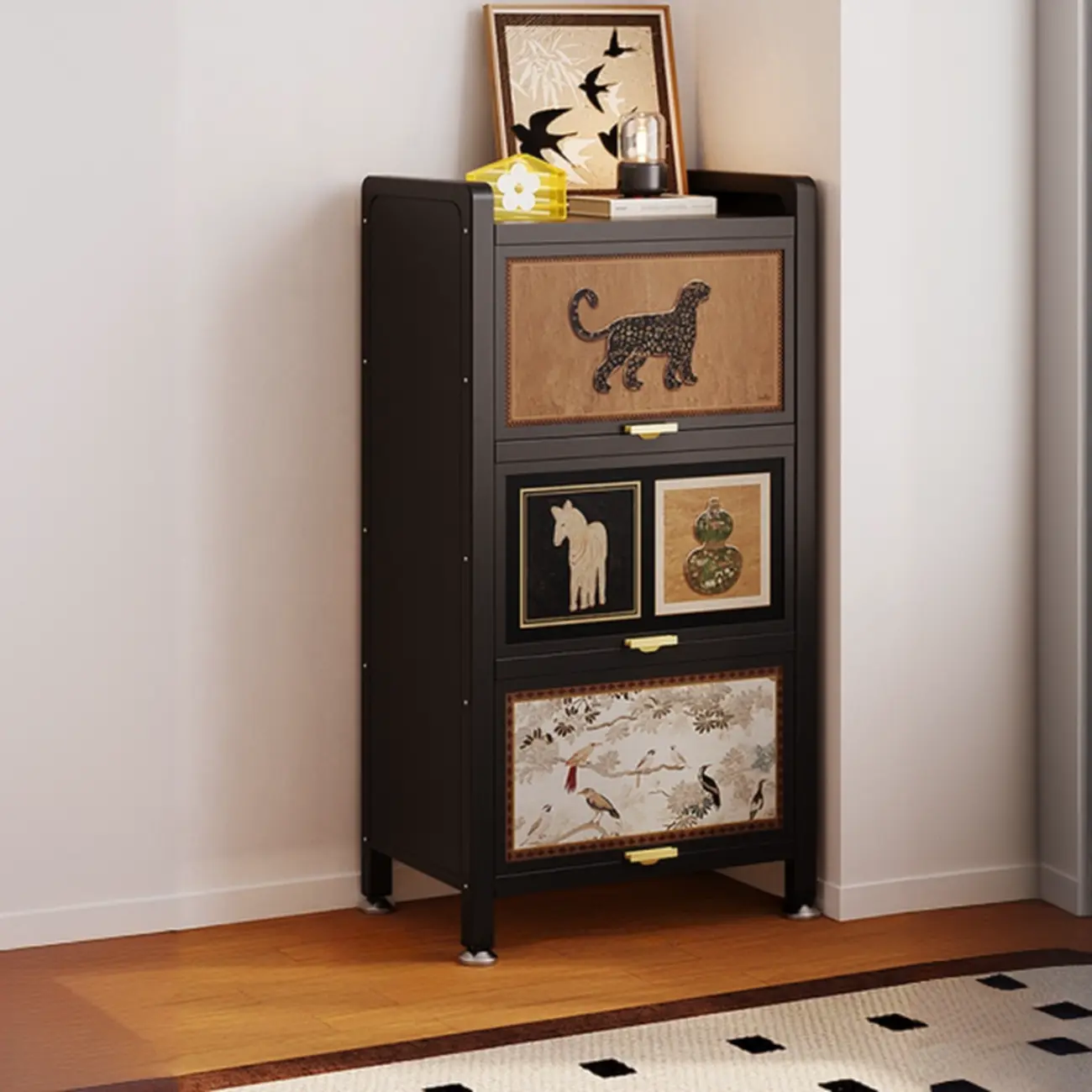 Elegant Black Wood Bookcase Close Back Storage Cabinet Image - 10 | homeyfad