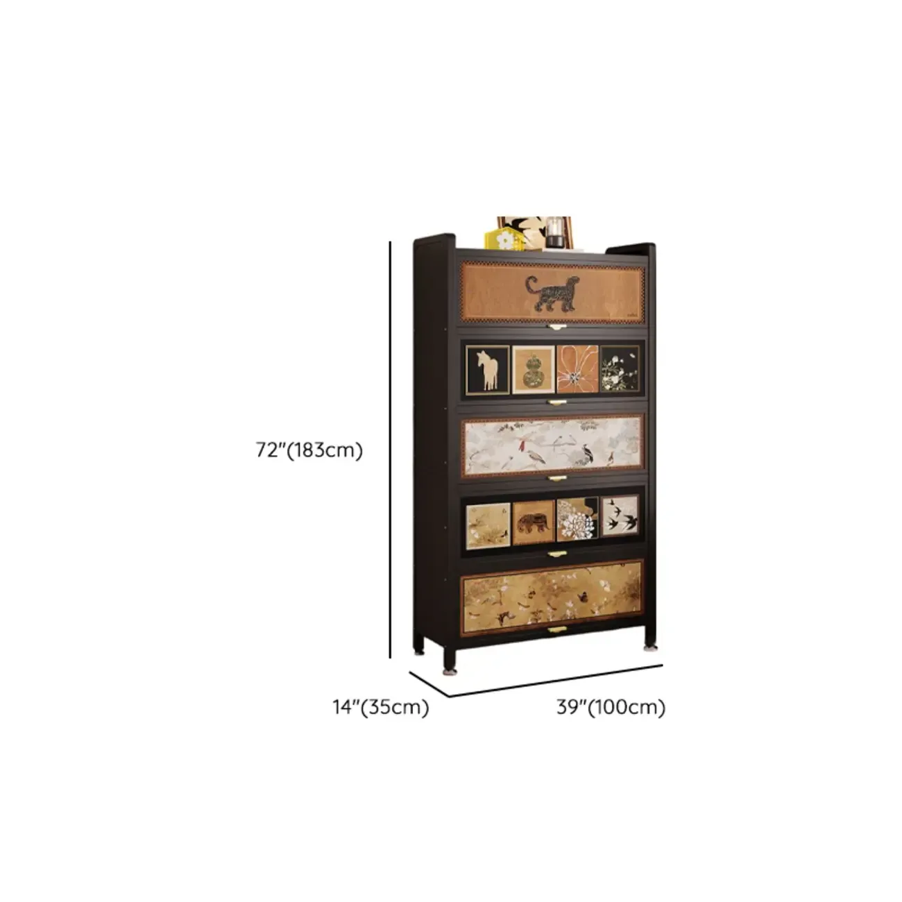 Elegant Black Wood Bookcase Close Back Storage Cabinet Image - 17