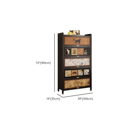 Elegant Black Wood Bookcase Close Back Storage Cabinet Image - 17