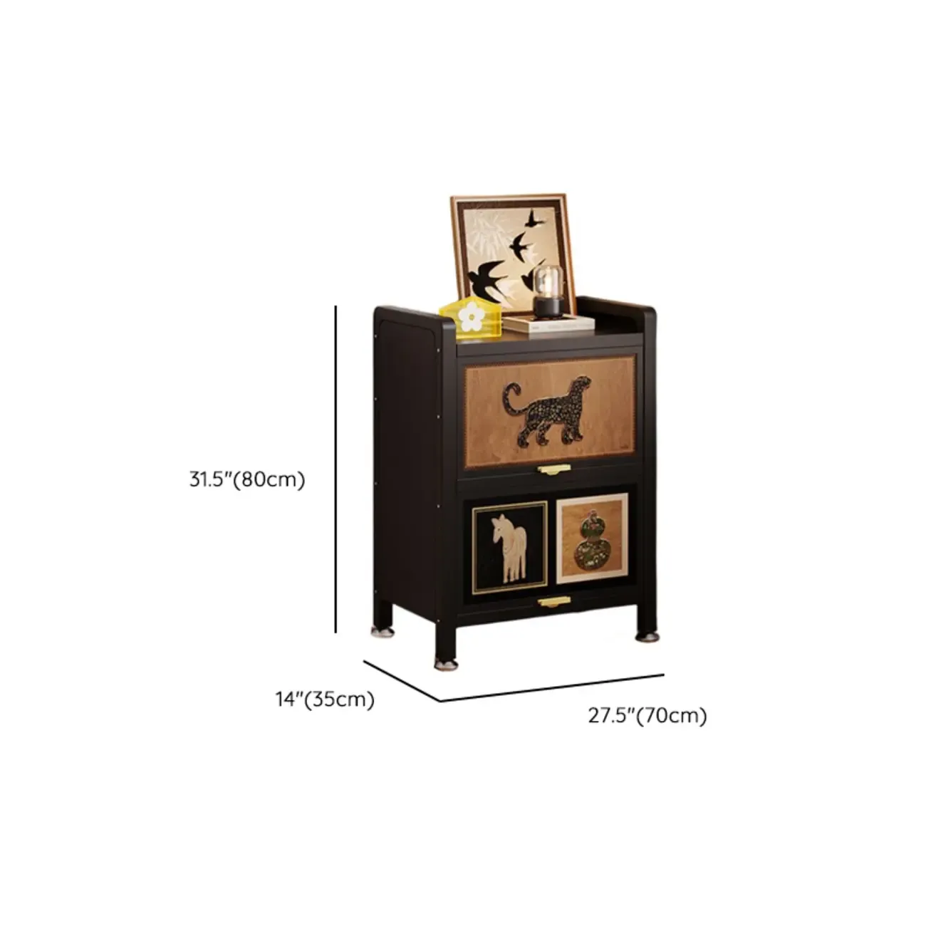Elegant Black Wood Bookcase Close Back Storage Cabinet Image - 19