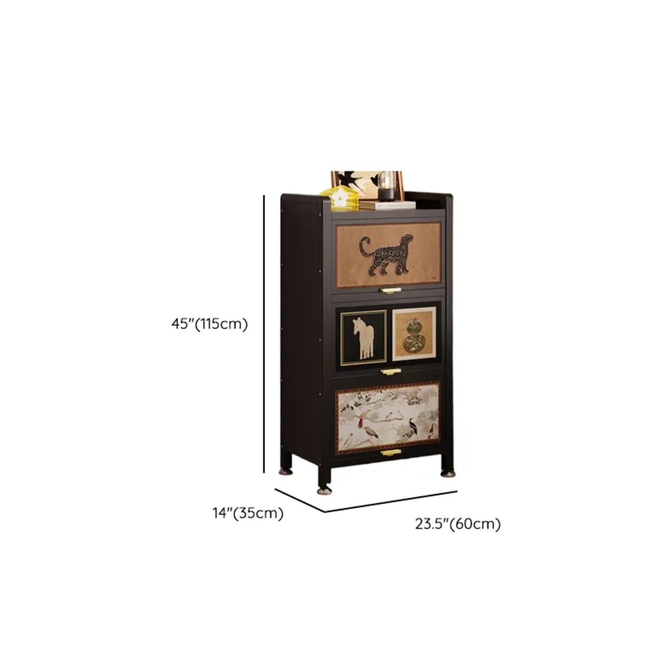 Elegant Black Wood Bookcase Close Back Storage Cabinet Image - 20