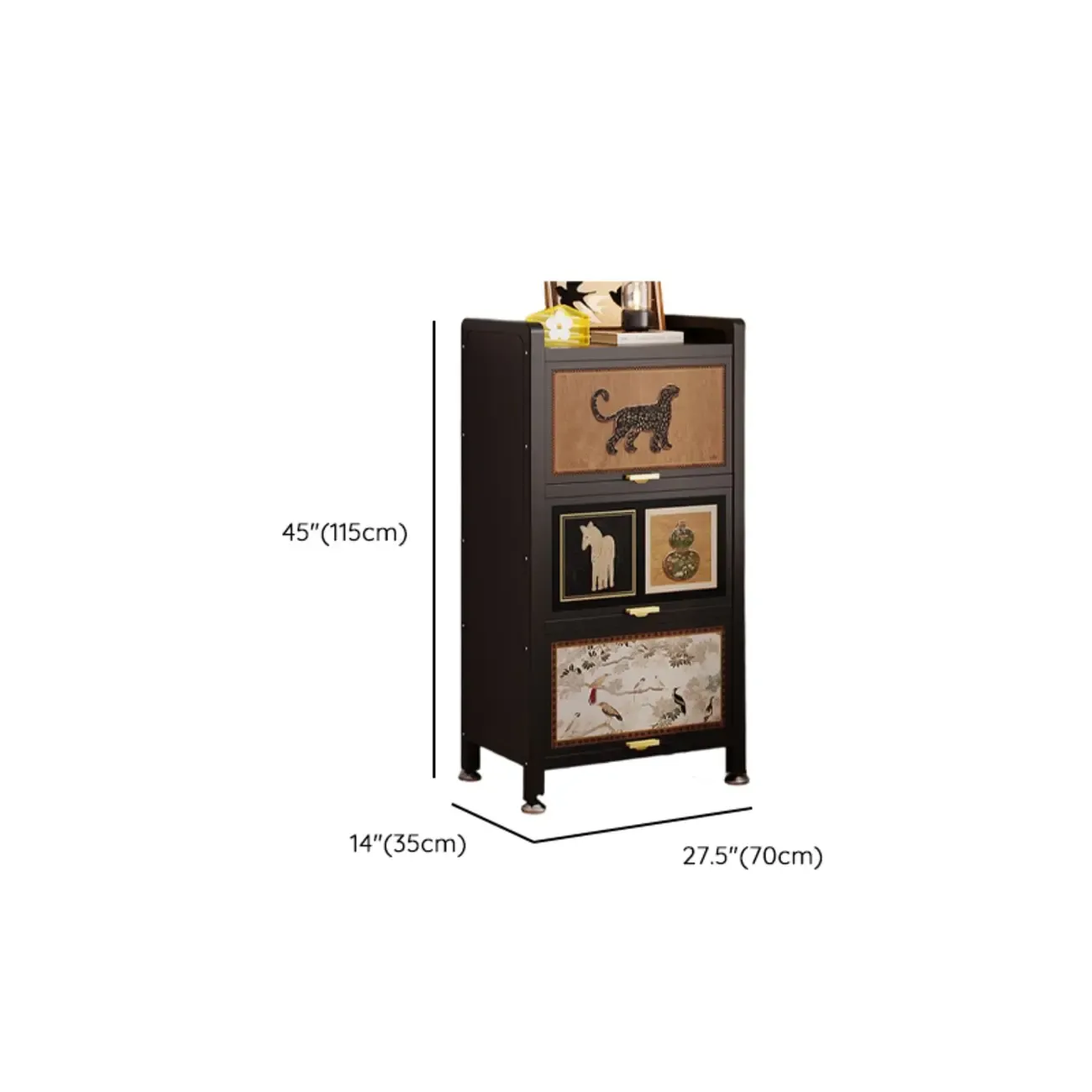 Elegant Black Wood Bookcase Close Back Storage Cabinet Image - 25