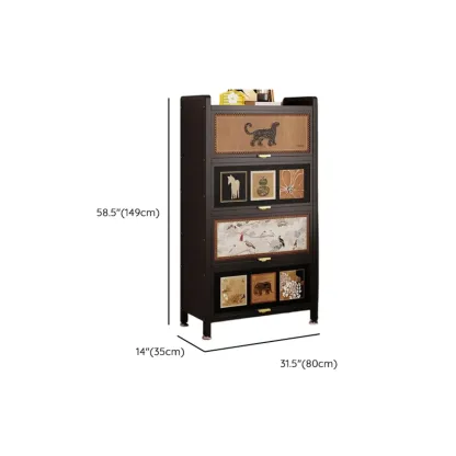 Elegant Black Wood Bookcase Close Back Storage Cabinet Image - 27