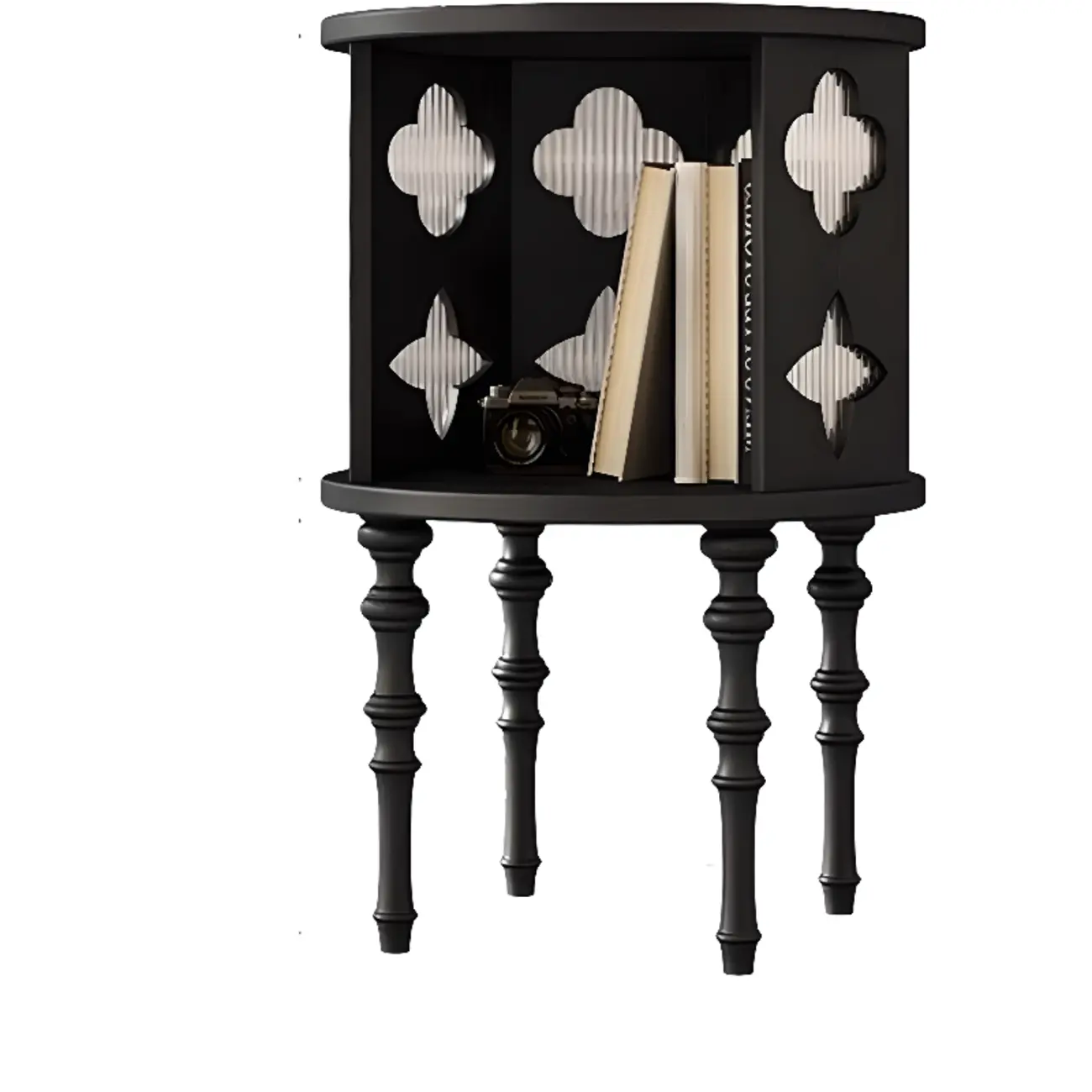 Mid Century Modern Wooden Round Side Table Open Storage Image - 3 | homeyfad