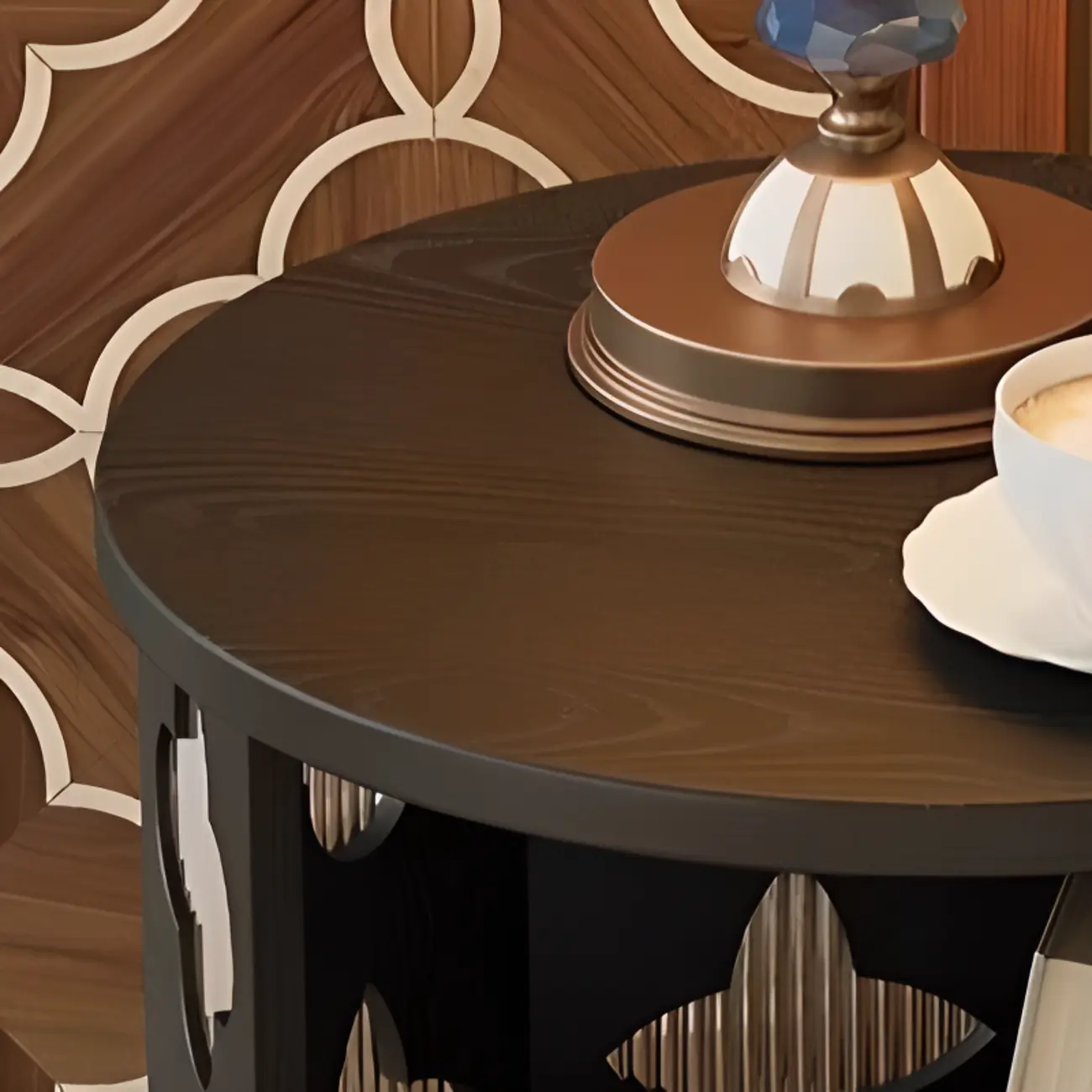 Mid Century Modern Wooden Round Side Table Open Storage Image - 8 | homeyfad