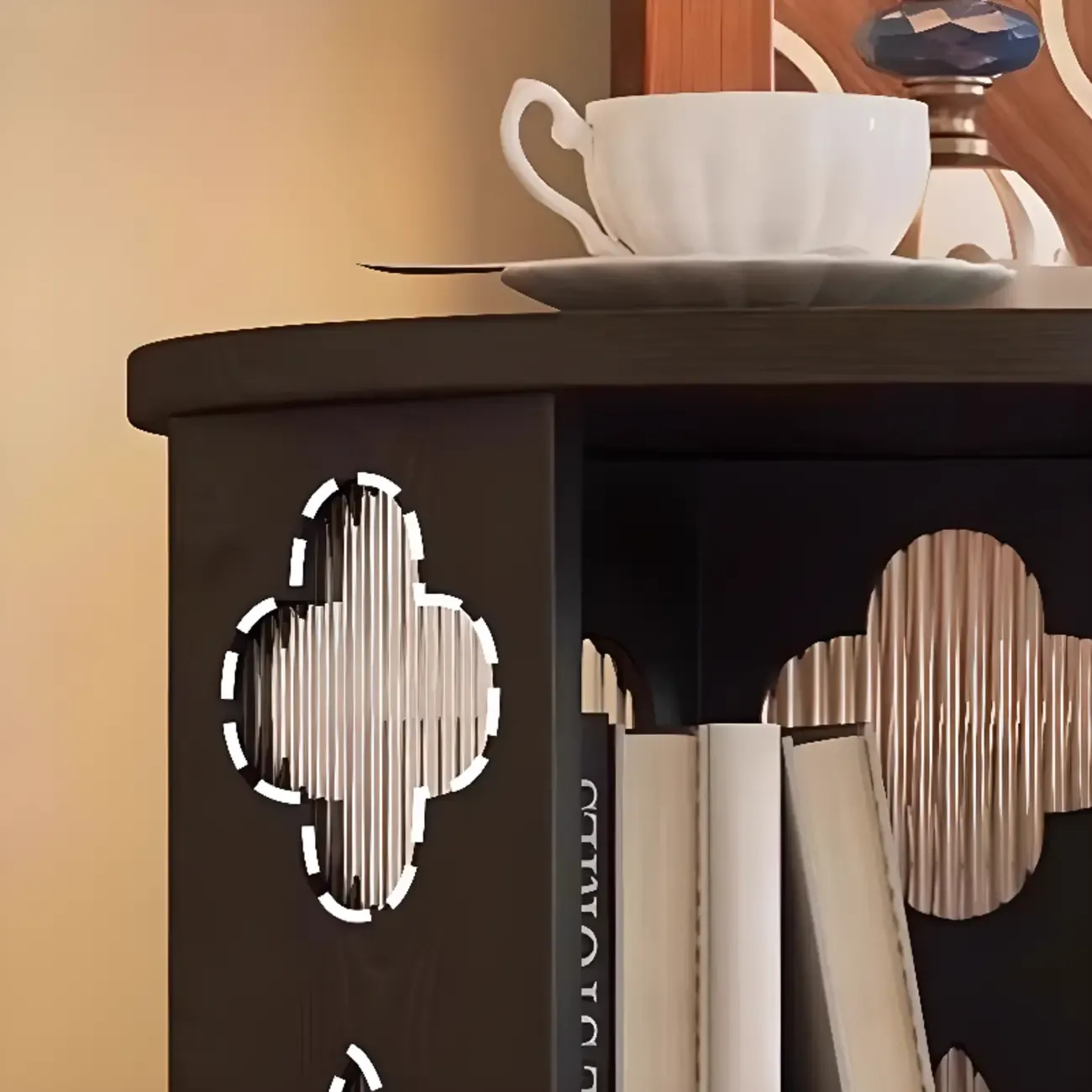 Mid Century Modern Wooden Round Side Table Open Storage Image - 9