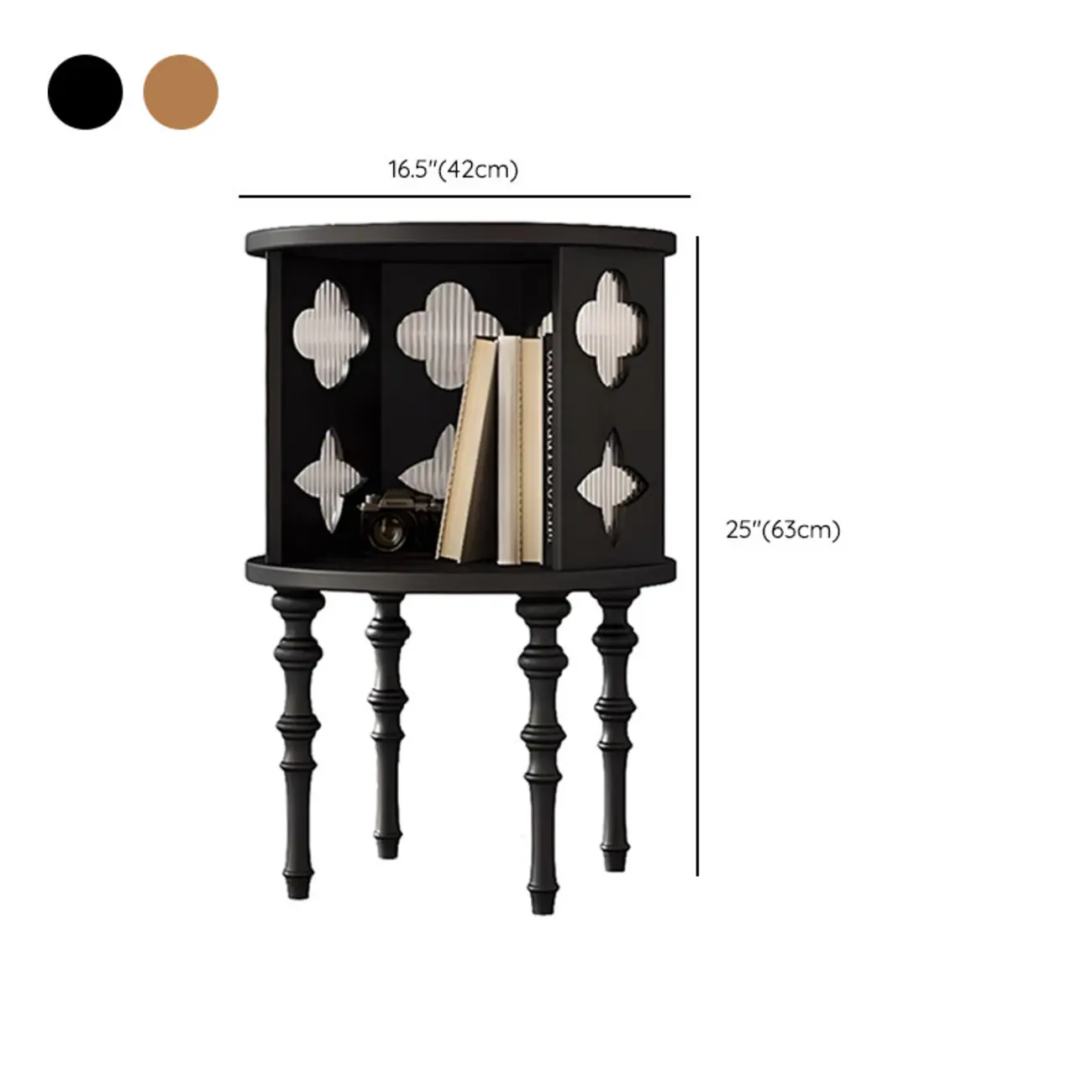 Mid Century Modern Wooden Round Side Table Open Storage #size | homeyfad