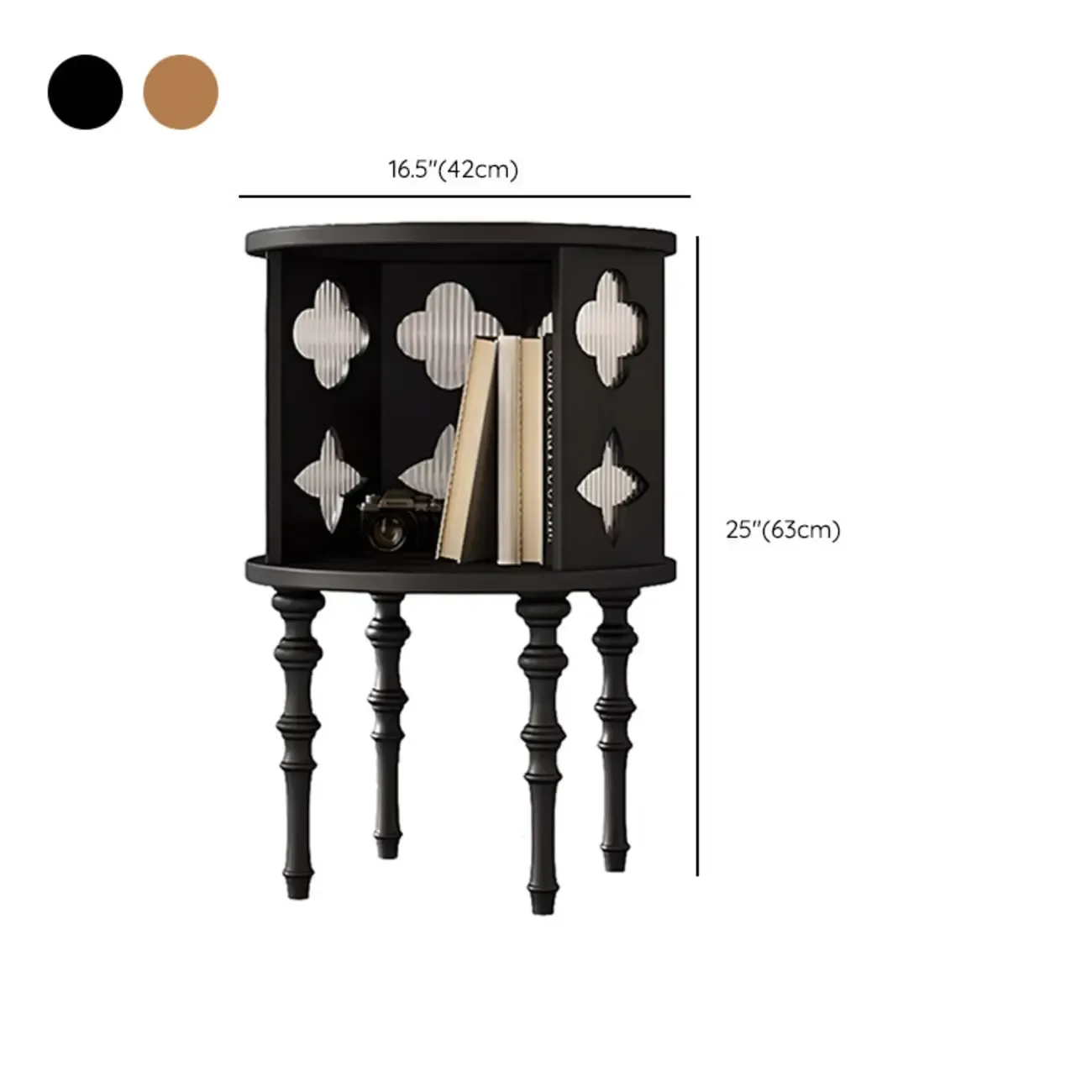 Mid Century Modern Wooden Round Side Table Open Storage #size