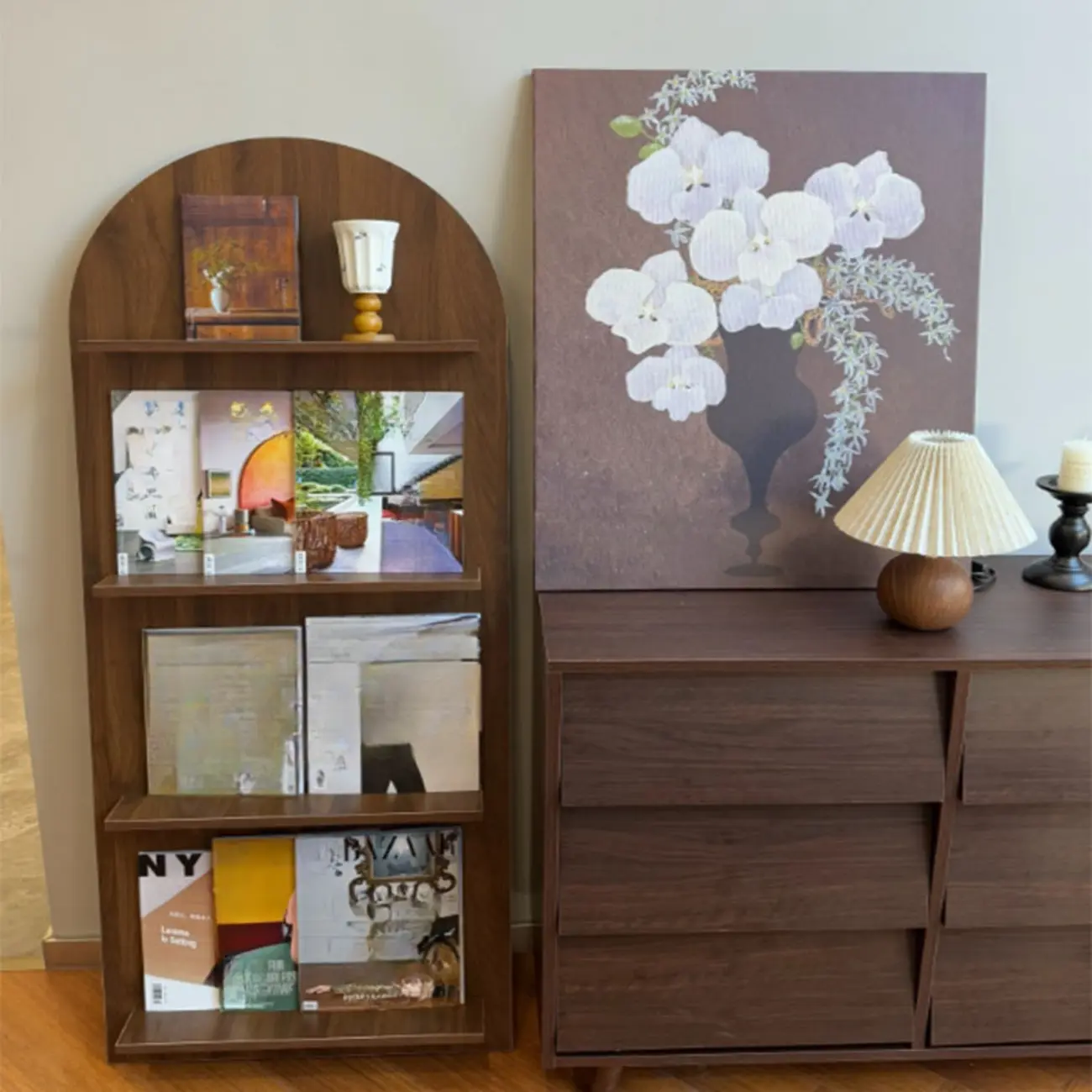 Modern Small Display Vertical Laminate Wood Bookcase Image - 1 | homeyfad