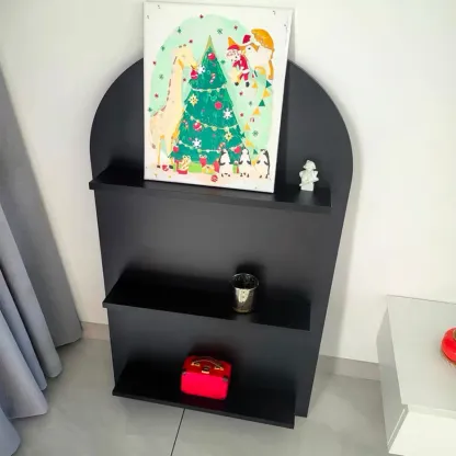 Modern Small Display Vertical Laminate Wood Bookcase Image - 3