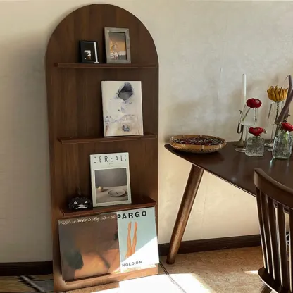 Modern Small Display Vertical Laminate Wood Bookcase Image - 2