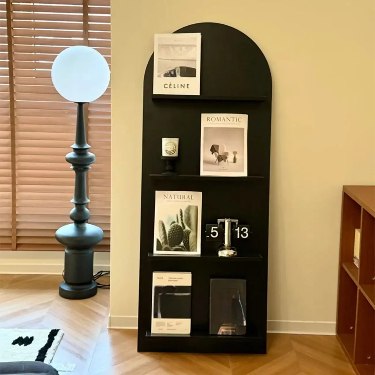 Modern Small Display Vertical Laminate Wood Bookcase Image - 5