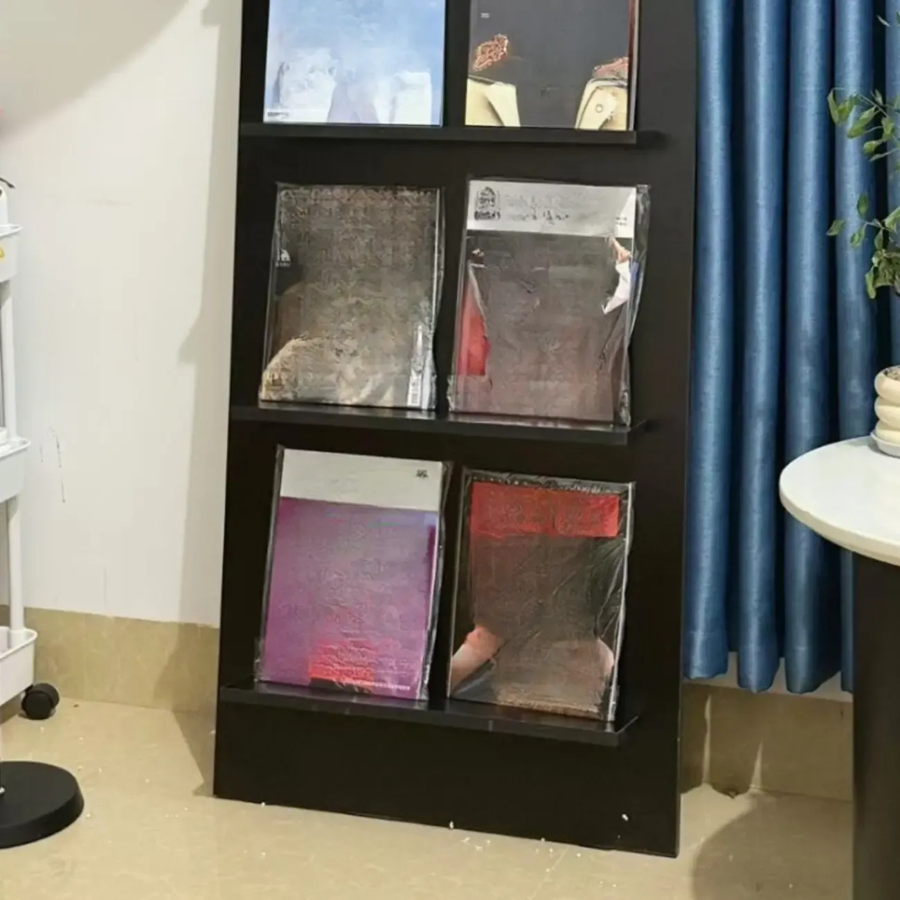 Modern Small Display Vertical Laminate Wood Bookcase Image - 8