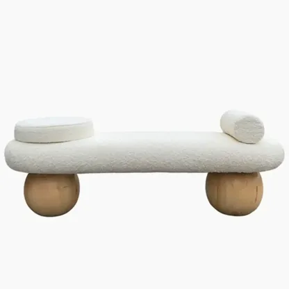 minimalist elegant white Upholstered Bedroom Bench Image - 5