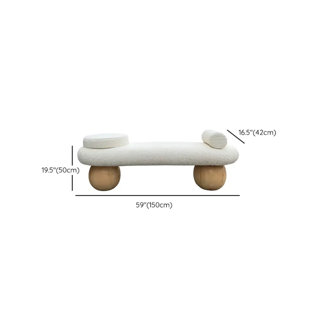 minimalist elegant white Upholstered Bedroom Bench #size