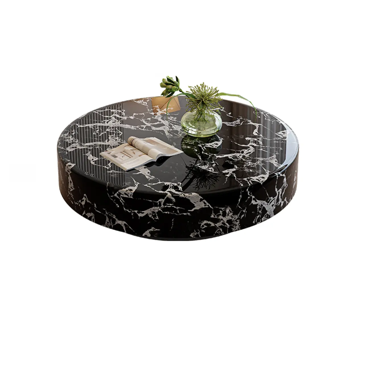 Luxury Black Marble Round Coffee Table For Living Room Image - 3 | homeyfad