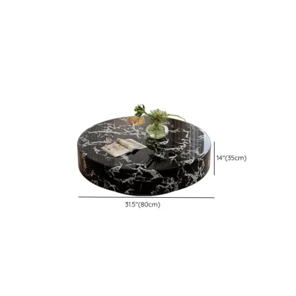 Luxury Black Marble Round Coffee Table For Living Room Image - 9