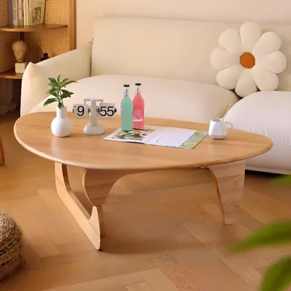 Modern Abstract Wood Triangular Coffee Table Image - 2