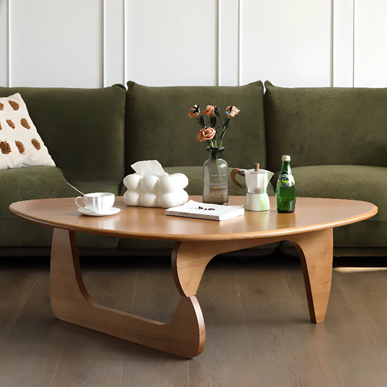 Modern Abstract Wood Triangular Coffee Table Image - 4 | homeyfad