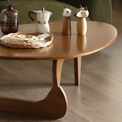 Modern Abstract Wood Triangular Coffee Table Image - 5