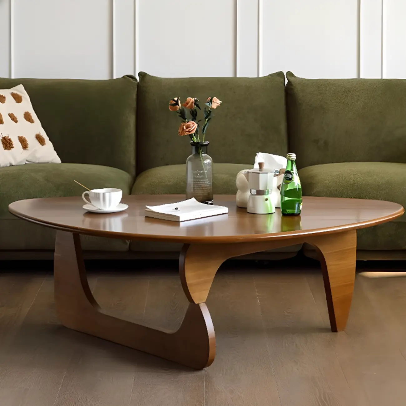 Modern Abstract Wood Triangular Coffee Table Image - 1 | homeyfad