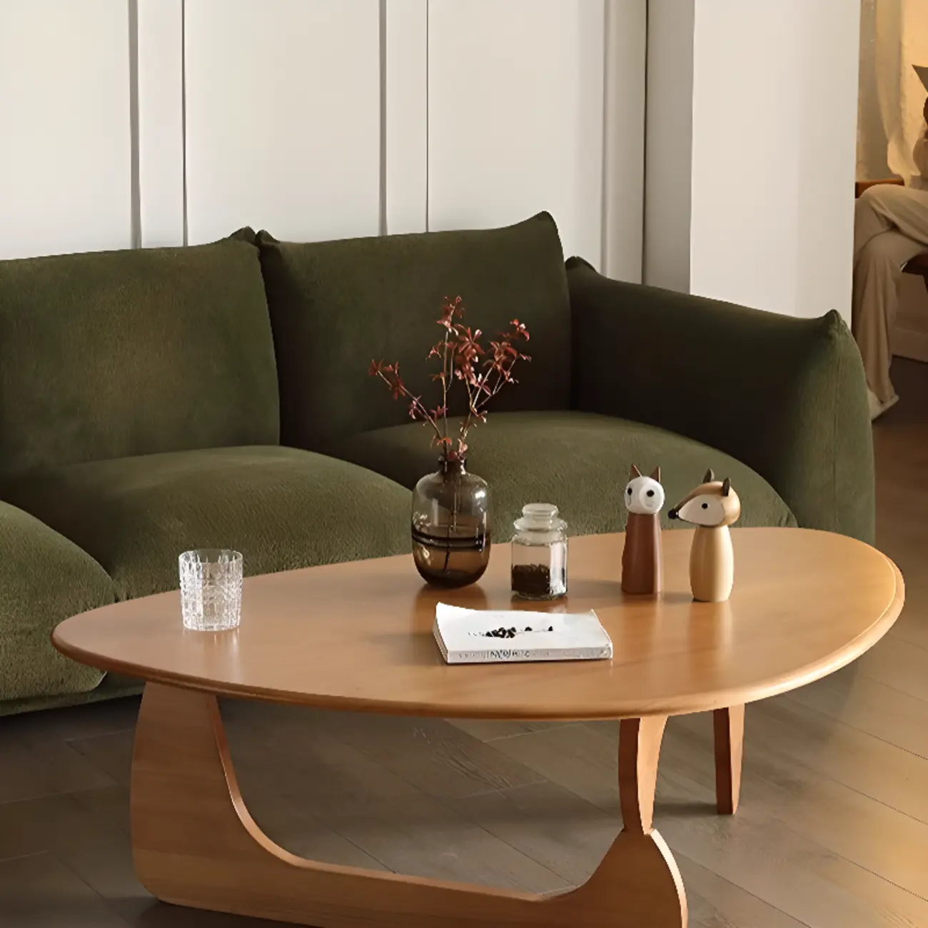 Modern Abstract Wood Triangular Coffee Table Image - 6 | homeyfad