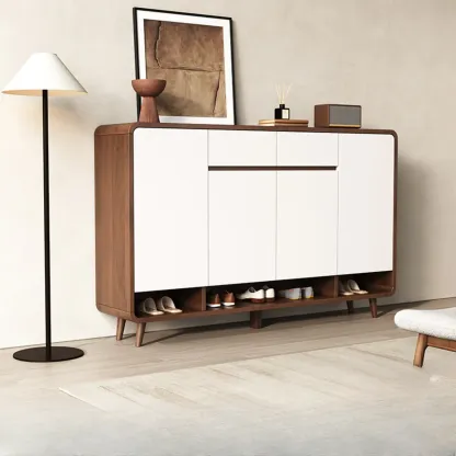 Modern Manufactured White Wood Shoe Cabinet Image - 3