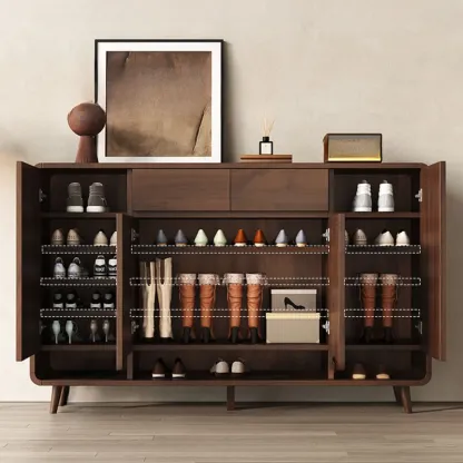 Modern Manufactured White Wood Shoe Cabinet Image - 4