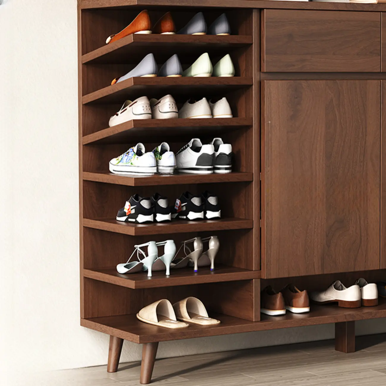 Modern Manufactured White Wood Shoe Cabinet Image - 8 | homeyfad