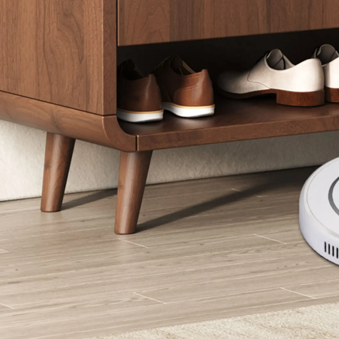 Modern Manufactured White Wood Shoe Cabinet Image - 14 | homeyfad