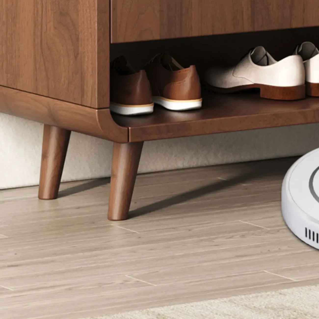 Modern Manufactured White Wood Shoe Cabinet Image - 14