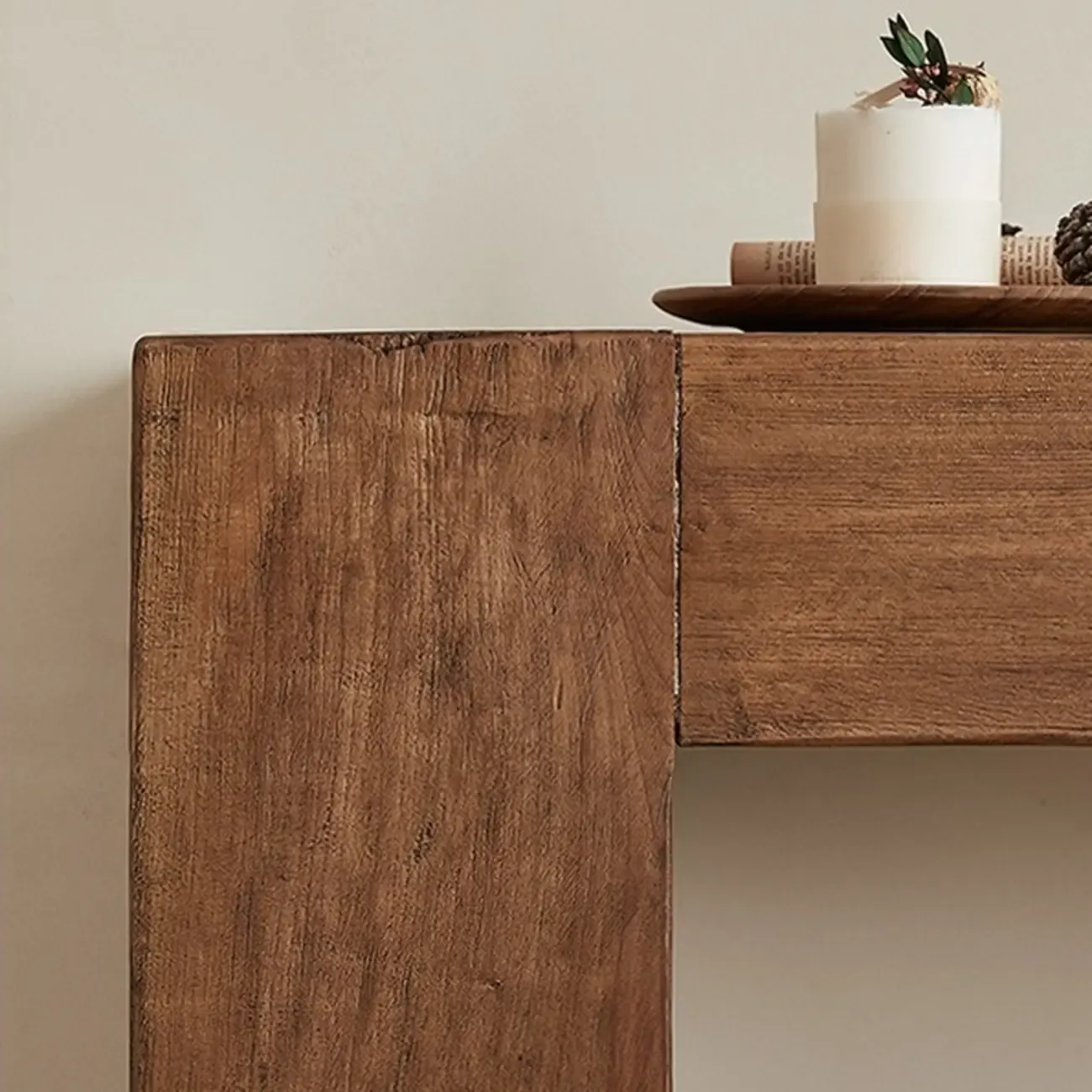 Brown Finish Modern Wood Console Table with Sleigh Base Image - 6