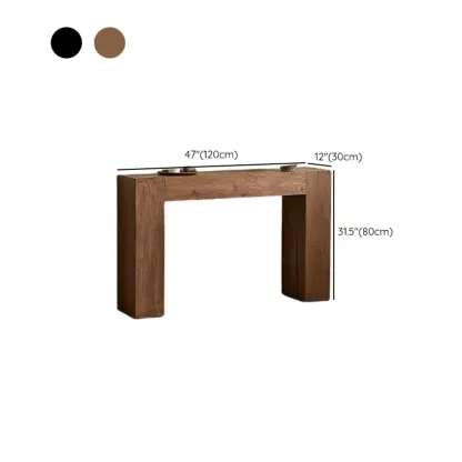 Brown Finish Modern Wood Console Table with Sleigh Base Image - 10