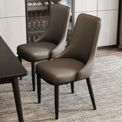 Modern Upholstered Metal Leather Dining Chairs Image - 1