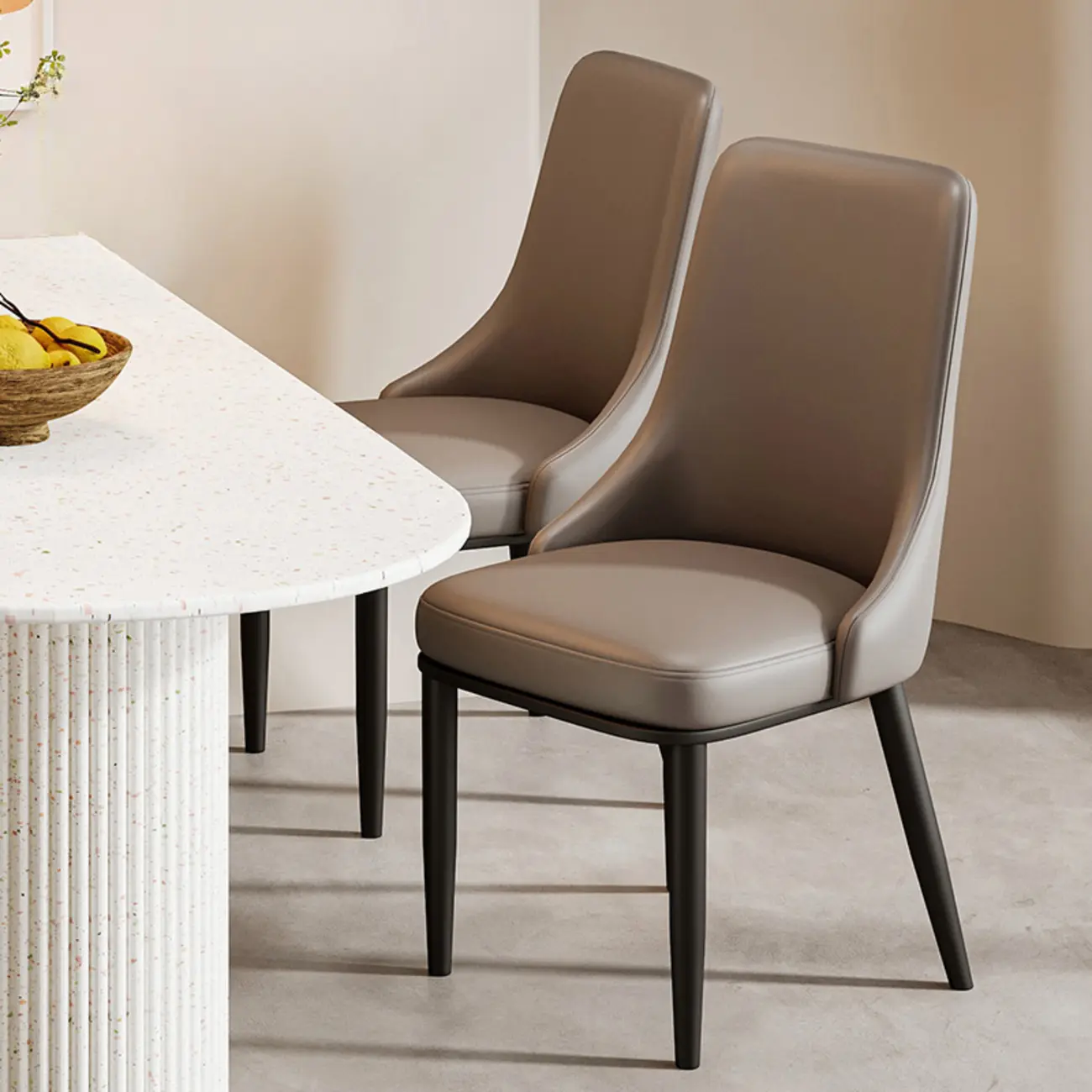 Modern Upholstered Metal Leather Dining Chairs Image - 6 | homeyfad