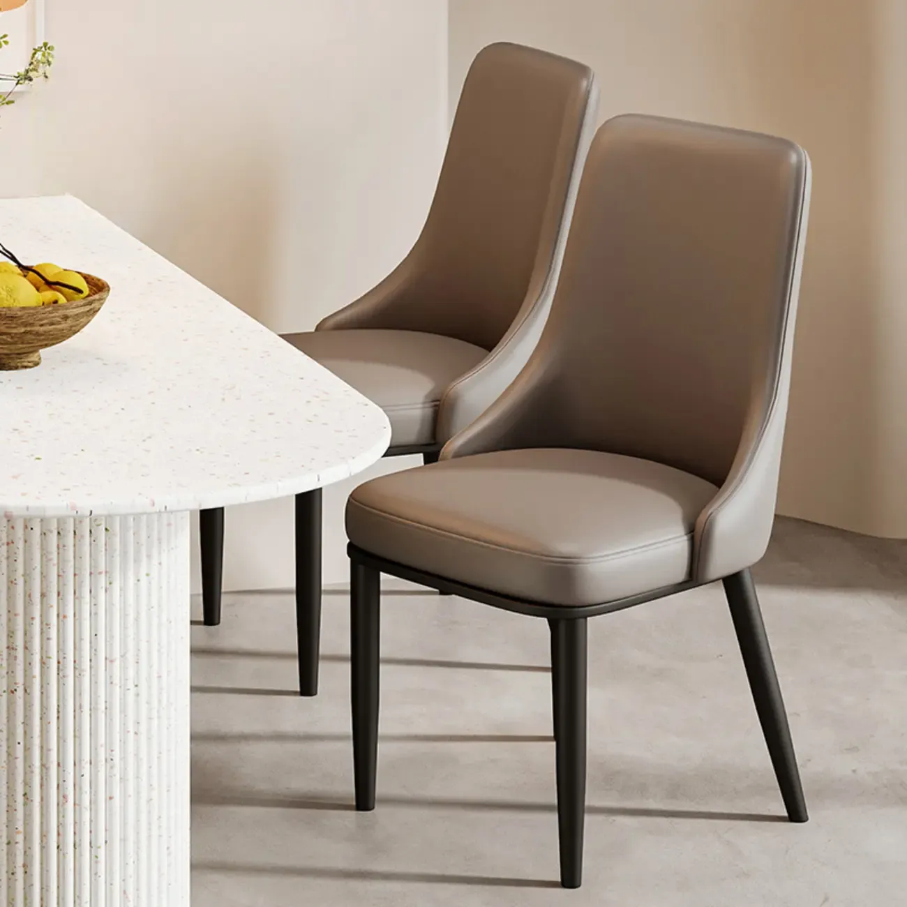 Modern Upholstered Metal Leather Dining Chairs Image - 6