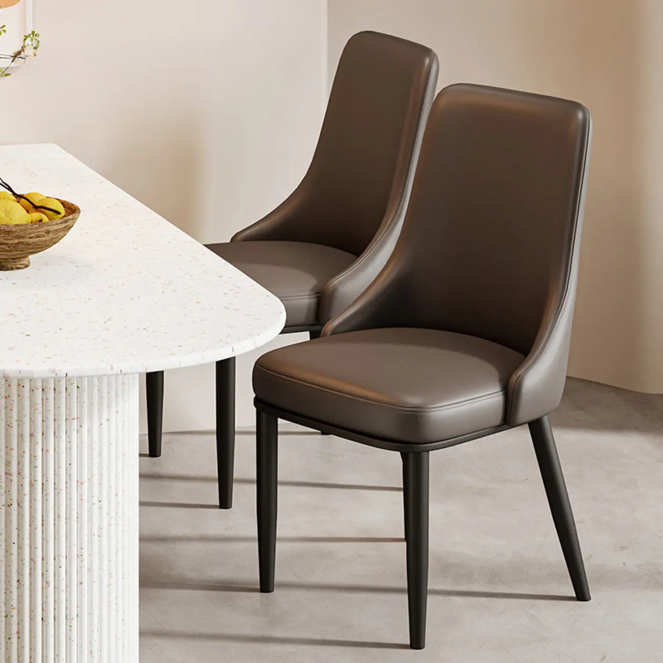 Modern Upholstered Metal Leather Dining Chairs Image - 7 | homeyfad