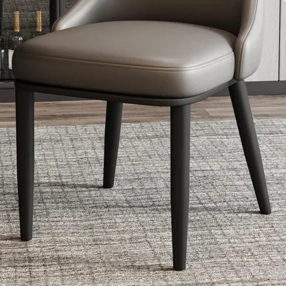 Modern Upholstered Metal Leather Dining Chairs Image - 15