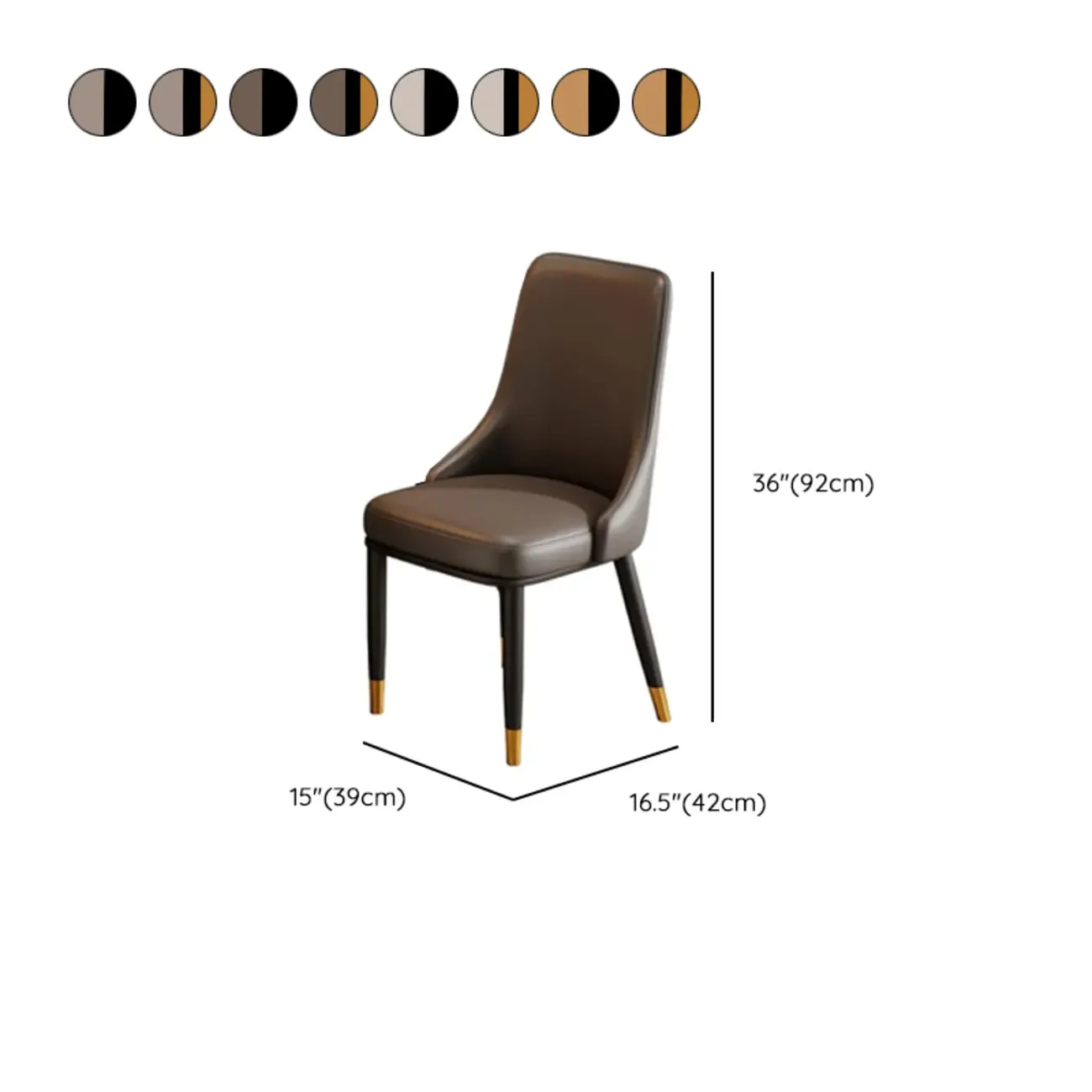 Modern Upholstered Metal Leather Dining Chairs #size