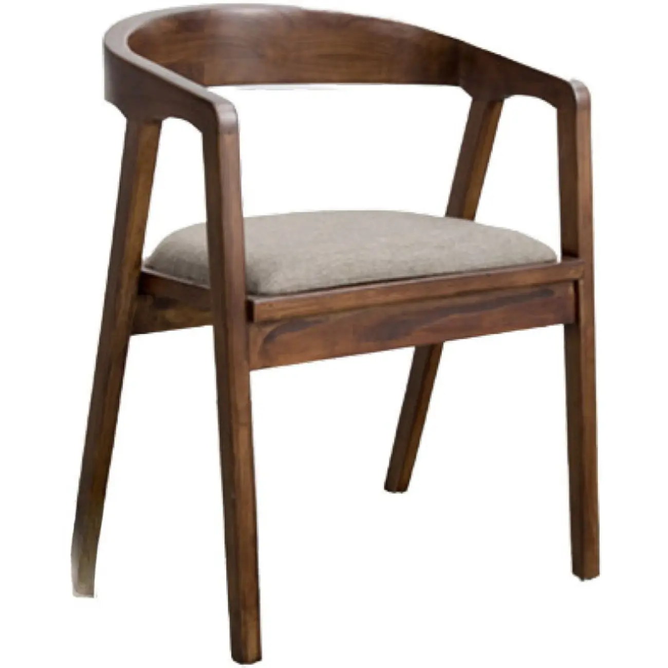 Dark Brown Armless Curved Back Upholstered Wood Dining Chair Image - 4 | homeyfad
