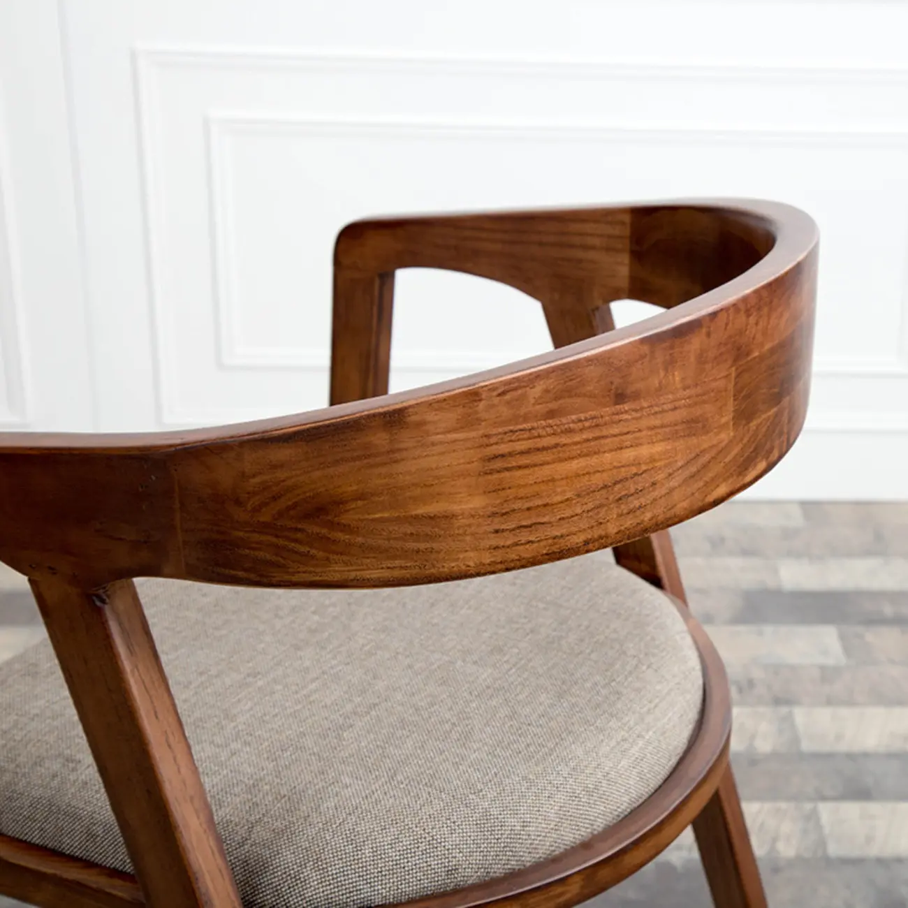 Dark Brown Armless Curved Back Upholstered Wood Dining Chair Image - 6 | homeyfad